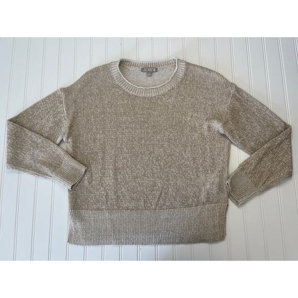 J Crew Relaxed Cotton Linen Blend Beach Sweater Size Women's Oversized XS - Picture 1 of 7
